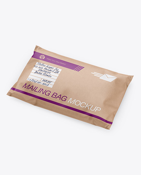 Kraft Mailing Bag Mockup - Half Side View