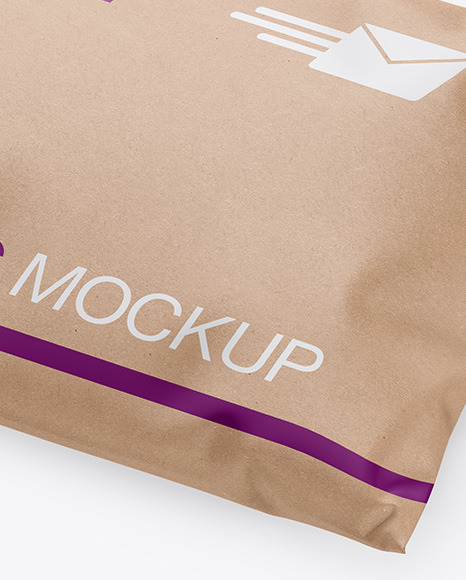 Download Kraft Mailing Bag Mockup Half Side View In Bag Sack Mockups On Yellow Images Object Mockups PSD Mockup Templates