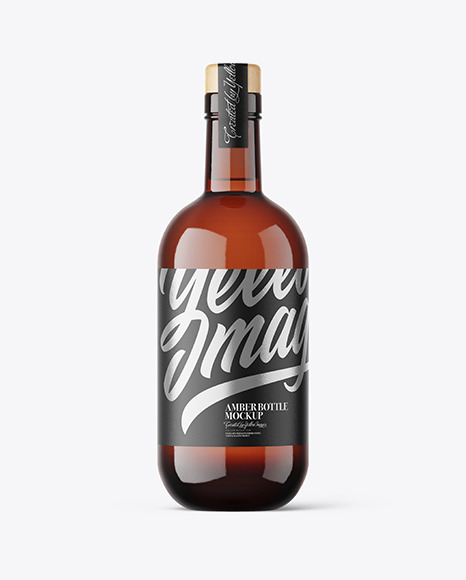 Amber Glass Vodka Bottle Mockup