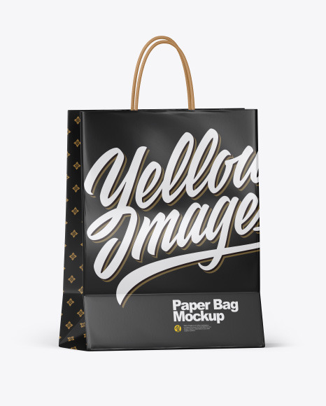 Download Glossy Shopping Bag W Rope Handles Mockup In Bag Sack Mockups On Yellow Images Object Mockups PSD Mockup Templates