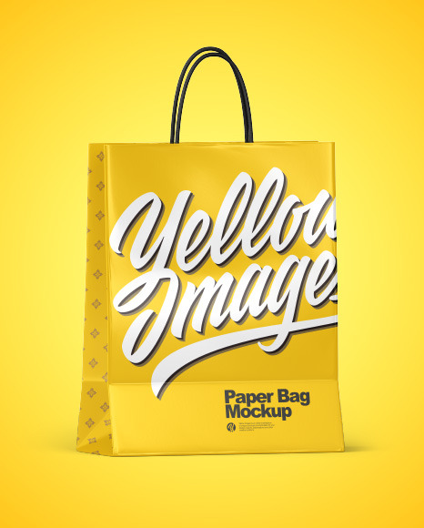 Download Glossy Shopping Bag W Rope Handles Mockup In Bag Sack Mockups On Yellow Images Object Mockups PSD Mockup Templates