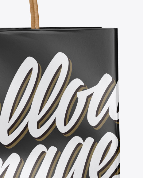 Download Glossy Shopping Bag W Rope Handles Mockup In Bag Sack Mockups On Yellow Images Object Mockups