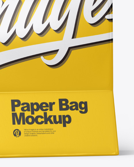 Glossy Shopping Bag W Rope Handles Mockup In Bag Sack Mockups On Yellow Images Object Mockups