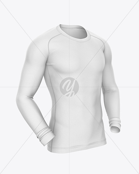 Download Long Sleeve Compression T-Shirt Mockup - Front Half Side ...