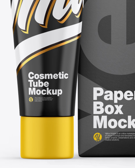 Glossy Cosmetic Tube w  Box Mockup PSD #4