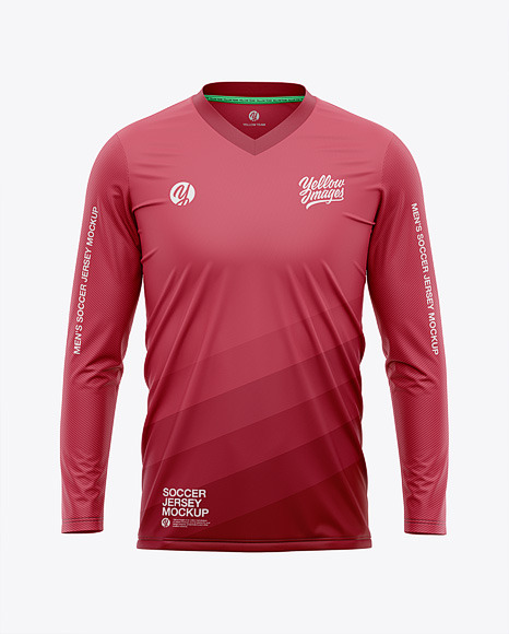 Download Mens Long Sleeve Soccer Jersey T Shirt Mockup Front View Psd Download 143 62 Mb