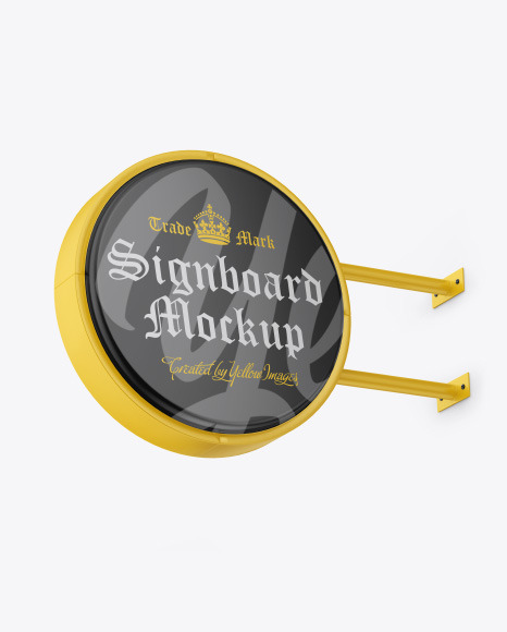 Matte Round Signboard Mockup PSD #2
