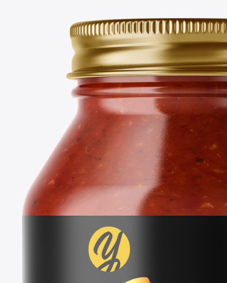 Download Clear Glass Tomato Sauce Jar Mockup In Jar Mockups On Yellow Images Object Mockups PSD Mockup Templates