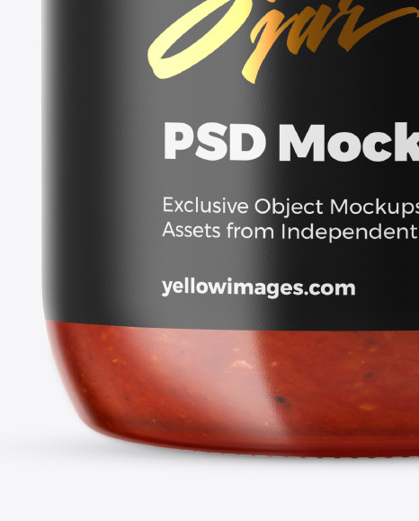 Download Clear Glass Tomato Sauce Jar Mockup In Jar Mockups On Yellow Images Object Mockups PSD Mockup Templates