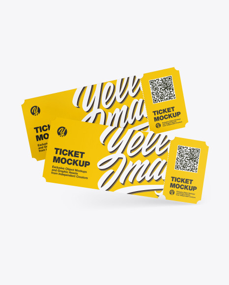 Two Tickets Mockup In Stationery Mockups On Yellow Images Object Mockups