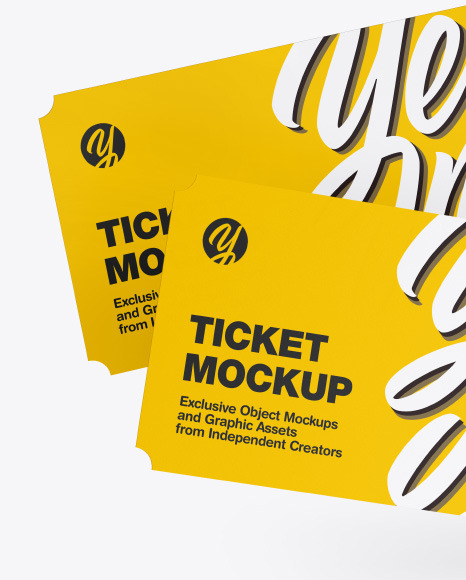 Download Two Tickets Mockup In Stationery Mockups On Yellow Images Object Mockups