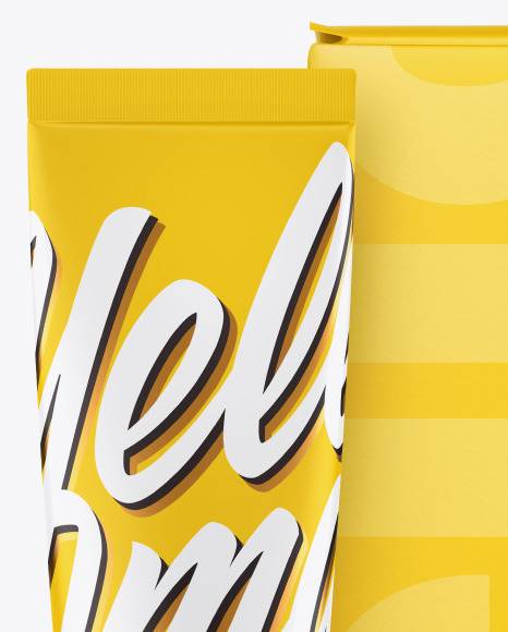 Matte Cosmetic Tube w  Box Mockup PSD #1