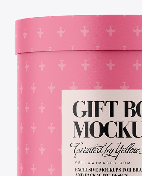 Round Gift Paper Box Mockup PSD #3