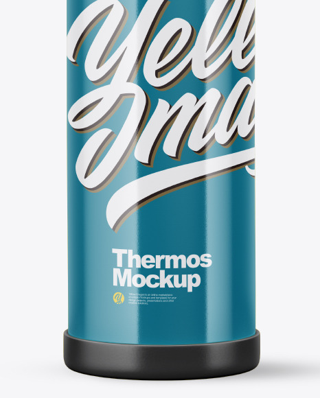 Download Glossy Thermos Mockup In Bottle Mockups On Yellow Images Object Mockups PSD Mockup Templates