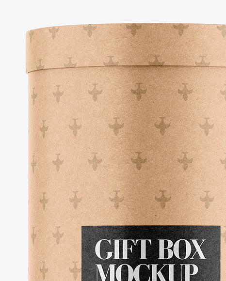 Download Round Gift Kraft Box Mockup In Box Mockups On Yellow Images Object Mockups