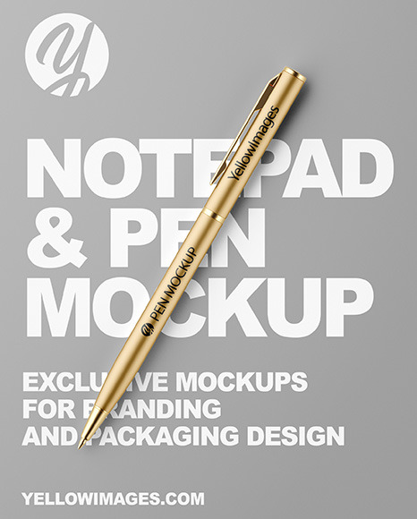 Notepad Pen Mockup In Stationery Mockups On Yellow Images Object Mockups