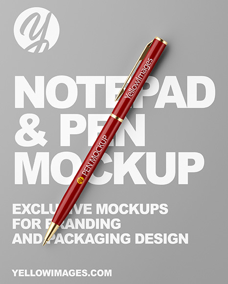 Download Notepad Pen Mockup In Stationery Mockups On Yellow Images Object Mockups PSD Mockup Templates