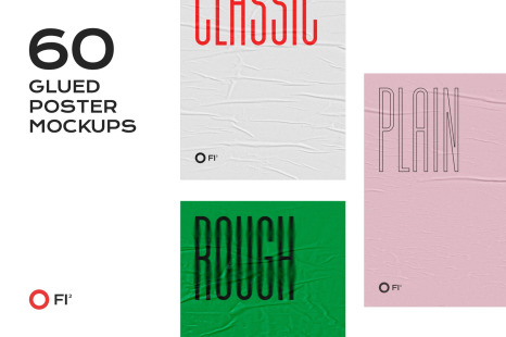 60 Glued Poster Mockup Bundle