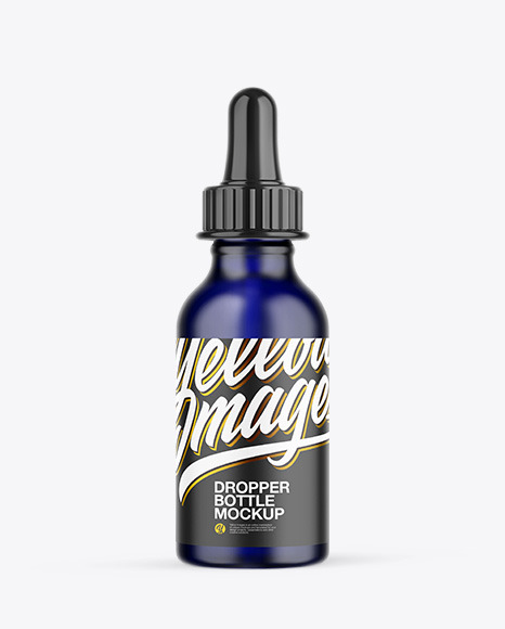 Frosted Blue Glass Dropper Bottle Mockup Frosted Blue Glass Dropper Bottle Mockup