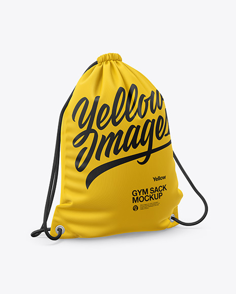 Download Gym Sack Mockup Front Half Side View In Bag Sack Mockups On Yellow Images Object Mockups PSD Mockup Templates