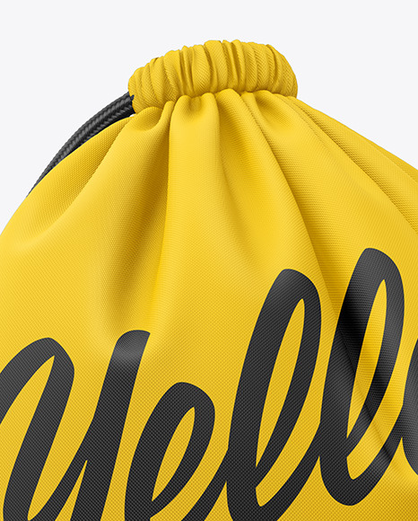 Download Gym Sack Mockup Front Half Side View In Bag Sack Mockups On Yellow Images Object Mockups