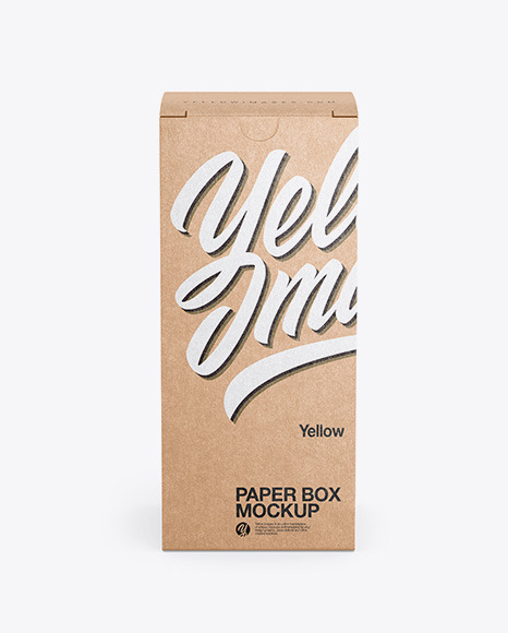 Download Kraft Paper Box Mockup Front View In Box Mockups On Yellow Images Object Mockups PSD Mockup Templates