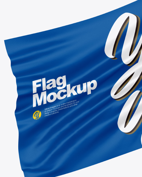 Glossy Flag Mockup In Outdoor Advertising Mockups On Yellow Images Object Mockups