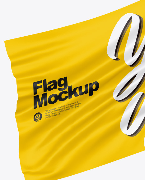 Glossy Flag Mockup In Outdoor Advertising Mockups On Yellow Images Object Mockups