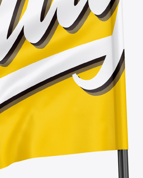 Glossy Flag Mockup In Outdoor Advertising Mockups On Yellow Images Object Mockups