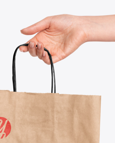 Hand Holding a Paper Bag Mockup PSD #3