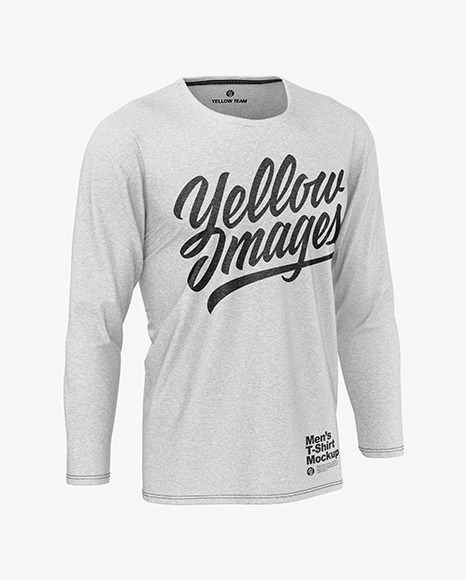 Melange Men S Long Sleeve T Shirt Mockup In Apparel Mockups On Yellow Images Object Mockups