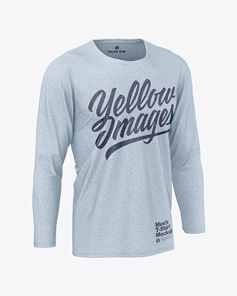 Download Melange Men S Long Sleeve T Shirt Mockup In Apparel Mockups On Yellow Images Object Mockups