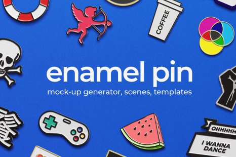 Download Enamel Pin Generator In Stationery Mockups On Yellow Images Creative Store