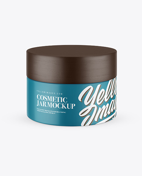 Matte Cosmetic Jar with Wooden Cap Mockup PSD #2