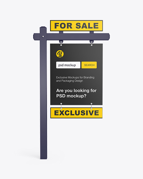 Download Matte Real Estate Sign Mockup Front View In Outdoor Advertising Mockups On Yellow Images Object Mockups Yellowimages Mockups