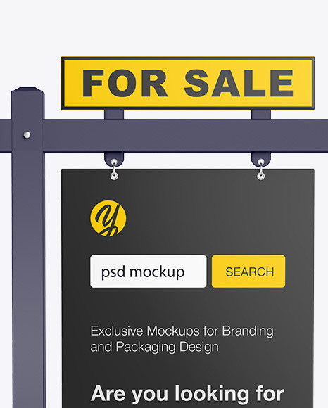 Download Matte Real Estate Sign Mockup Front View In Outdoor Advertising Mockups On Yellow Images Object Mockups