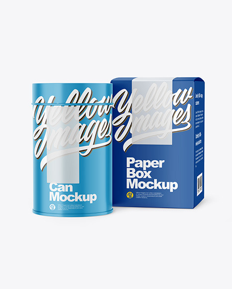 Download Can With Box Mockup In Can Mockups On Yellow Images Object Mockups