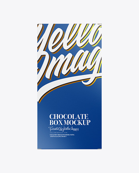 Download Glossy Chocolate Box W Window Mockup Front View In Box Mockups On Yellow Images Object Mockups PSD Mockup Templates