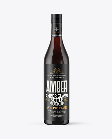 Amber Glass Bottle Mockup PSD #3