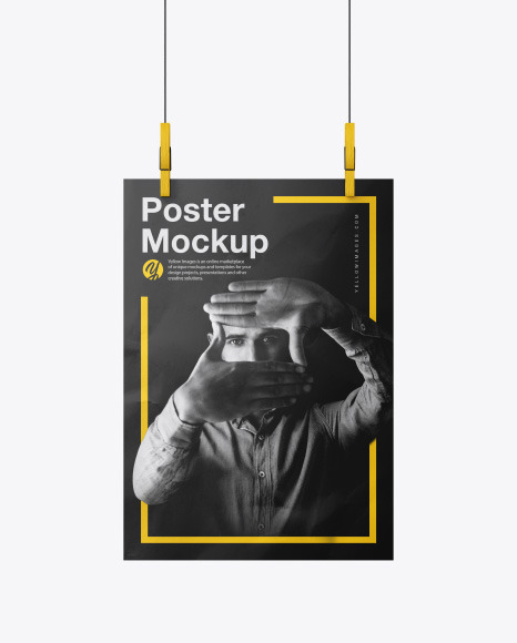 Download Crumpled A4 Poster Mockup In Stationery Mockups On Yellow Images Object Mockups