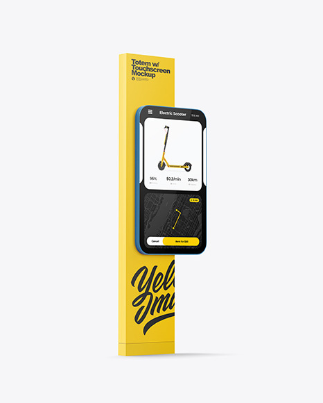 Download Totem With Touchscreen Mockup In Outdoor Advertising Mockups On Yellow Images Object Mockups PSD Mockup Templates