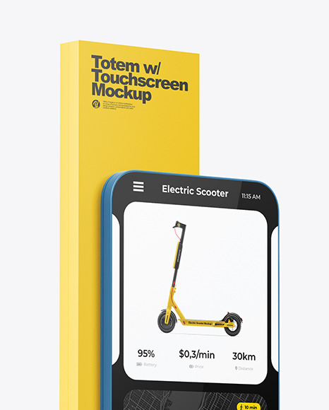 Download Totem With Touchscreen Mockup In Outdoor Advertising Mockups On Yellow Images Object Mockups PSD Mockup Templates