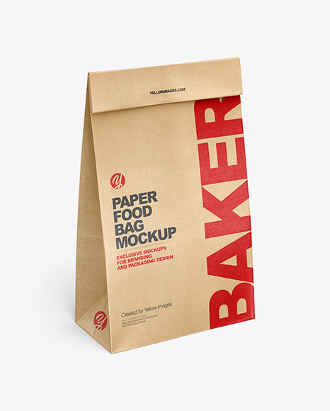 Download Kraft Paper Food Bag Mockup in Bag & Sack Mockups on Yellow Images Object Mockups