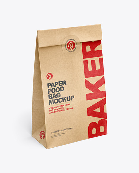 Kraft Paper Food Bag Mockup In Bag Sack Mockups On Yellow Images Object Mockups