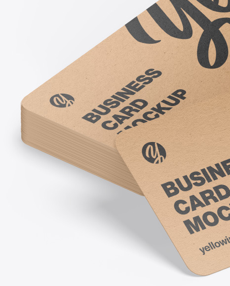 Stack of Kraft Business Cards Mockup PSD #2
