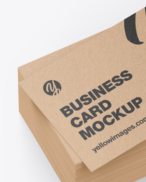 Download Stack Of Kraft Business Cards Mockup In Stationery Mockups On Yellow Images Object Mockups