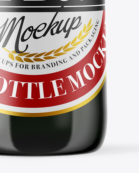 Green Glass Dark Beer Bottle Mockup Green Glass Dark Beer Bottle Mockup