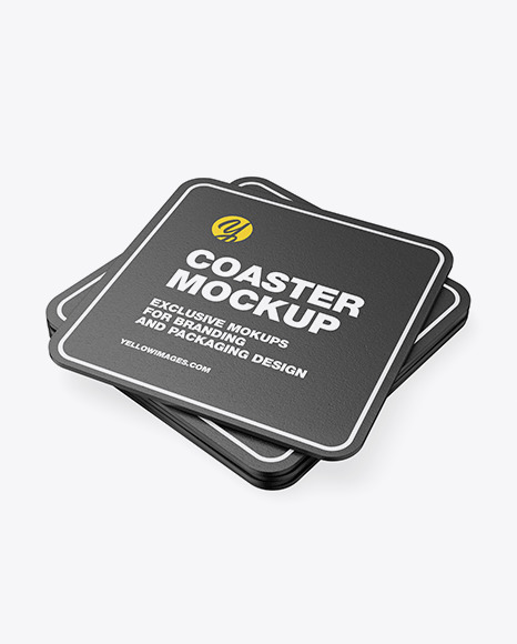 Textured Beverage Coasters Mockup PSD #2