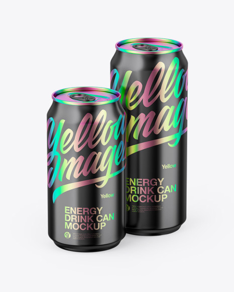 Two Glossy Metallic Cans Mockup PSD #3