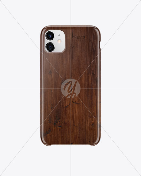 Iphone 11 Dark Wooden Case Mockup In Device Mockups On Yellow Images Object Mockups